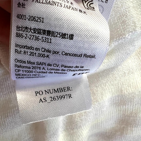 All Saints White Drape Front Blouse Tonal Stripe Size XS EUC - Picture 6 of 9
